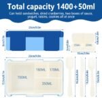 Dėžutė sudedama 1450 ml talpa su 4 skyriais ir stalo įrankiais - Image 2