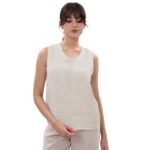 100 % lininiai moteriški marškinėliai be rankovių L dydis