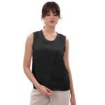 100 % lininiai moteriški marškinėliai be rankovių S dydis