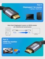 DisplayPort į HDMI kabelis 4K 1M 4K@30Hz, 2K@60Hz, 1080P@120Hz Vienkryptis - Image 3
