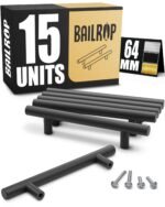 BAILROP 64MM juodos spintelių rankenos 15 vnt.