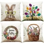 BINXWA 4 dalių velykinių pagalvių užvalkalai 45 x 45 cm