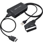 „Scart“ į HDMI adapteris su „Full HD“ išvestimi ir laidais – 181 cm