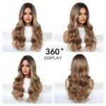 OUFEI ilgas garbanotas sintetinis perukas - Image 5